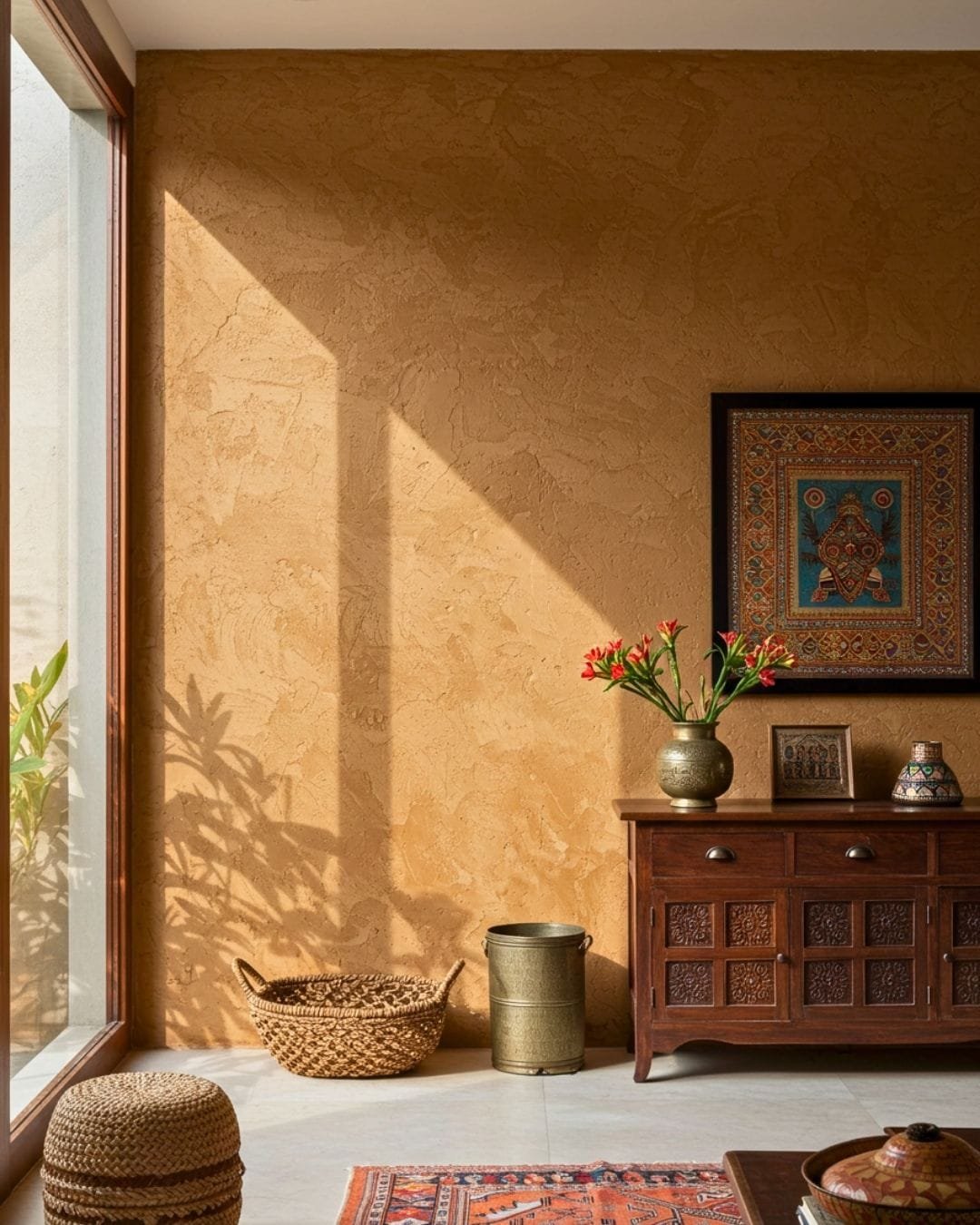 Sustainable Materials for Indian Homes: 2025 Design Trends 7 Mud plaster wall in Indian home
