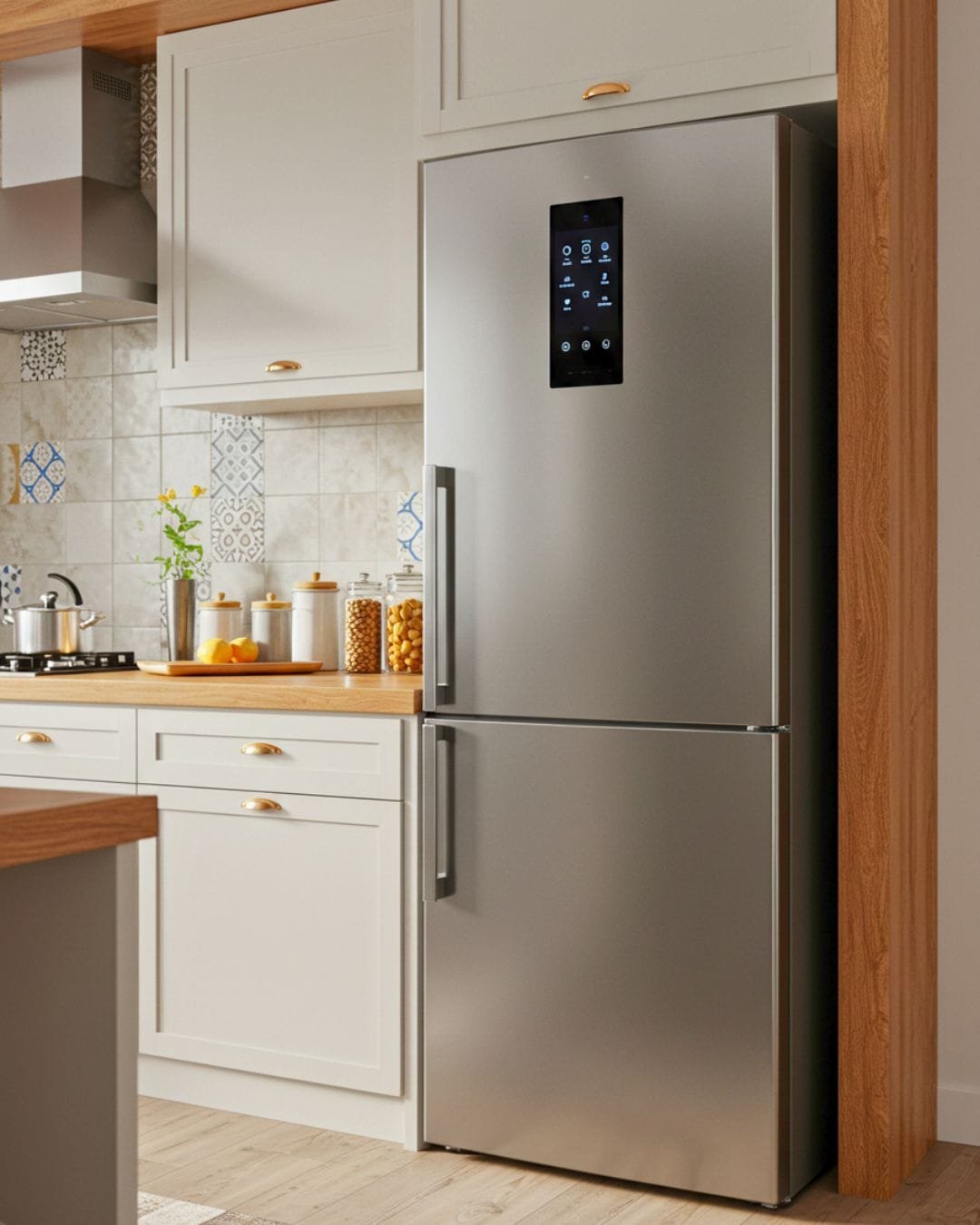 Smart Homes in India 2025 - Tech & Tradition in Harmony 6 Smart Refrigerator in an Indian Kitchen